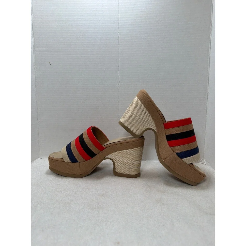 VTG NIB Grungies by Hofheimers Womens Striped Wedge‎ Platform Sandals Size 8M